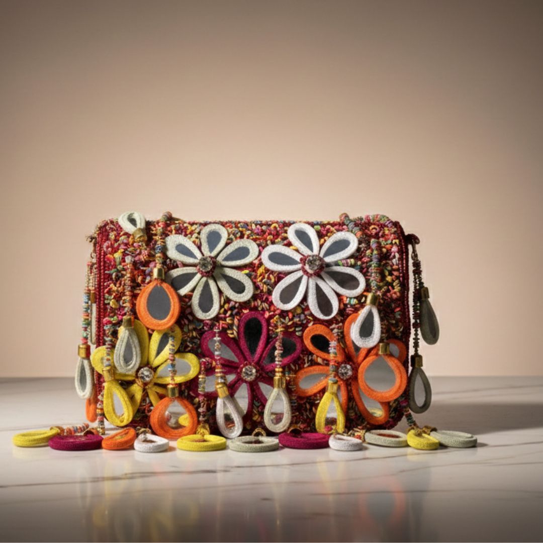 Handcrafted Floral Bridal Clutch