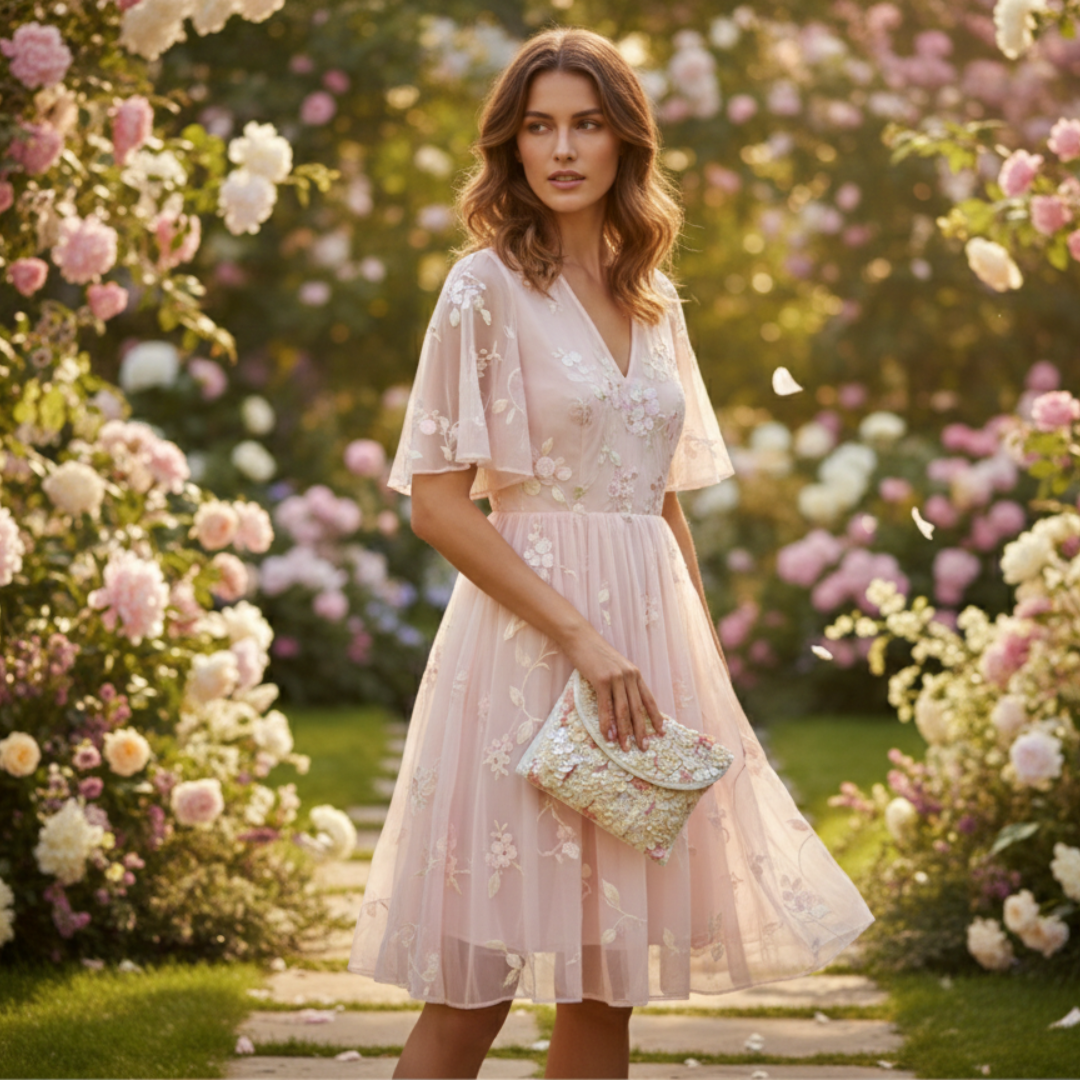 Roselle Floral Sequin Handcrafted Bridal Clutch